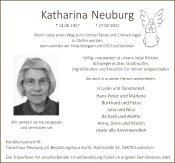 Anzeige von Katharina Neuburg von  Blickpunkt Euskirchen 