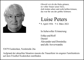 Anzeige von Luise Peters von  Blickpunkt Euskirchen 
