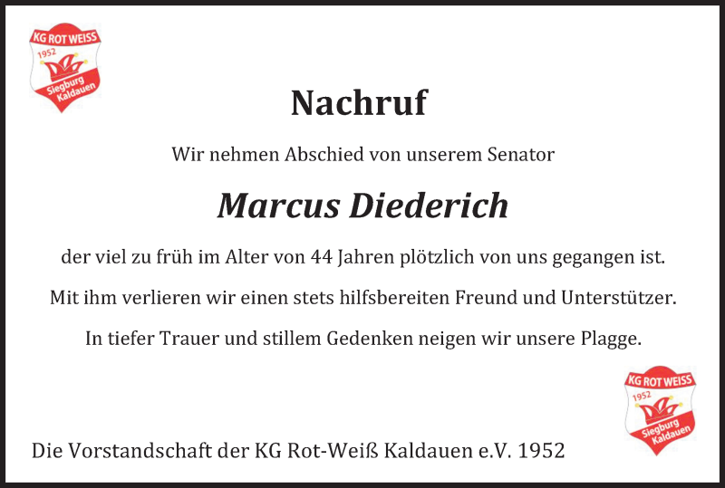  Traueranzeige für Marcus Diederich vom 06.03.2021 aus Kölner Stadt-Anzeiger / Kölnische Rundschau / Express