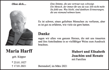 Anzeige von Maria Harff von  Werbepost 