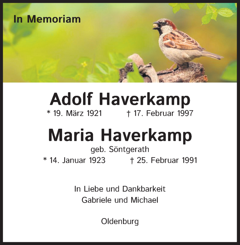  Traueranzeige für Maria Haverkamp vom 19.03.2021 aus Kölner Stadt-Anzeiger / Kölnische Rundschau / Express