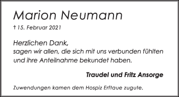 Anzeige von Marion Neumann von  Schlossbote/Werbekurier 