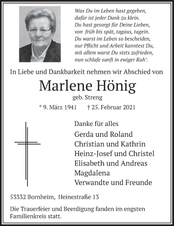 Anzeige von Marlene Hönig von  Schaufenster/Blickpunkt 