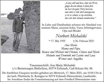 Anzeige von Norbert Michalski von  Werbepost 