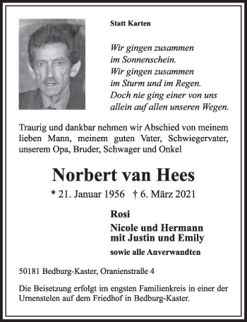 Anzeige von Norbert van Hees von  Werbepost 