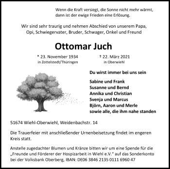 Anzeige von Ottomar Juch von Kölner Stadt-Anzeiger / Kölnische Rundschau / Express