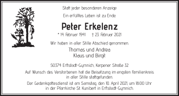 Anzeige von Peter Erkelenz von  Werbepost 