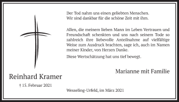 Anzeige von Reinhard Kramer von  Schlossbote/Werbekurier 