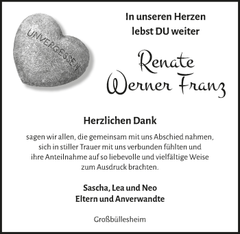 Anzeige von Renate Werner Franz von  Blickpunkt Euskirchen 