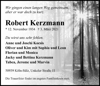 Anzeige von Robert Kerzmann von Kölner Stadt-Anzeiger / Kölnische Rundschau / Express