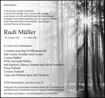 Anzeige von Rudi Müller von  Anzeigen Echo 