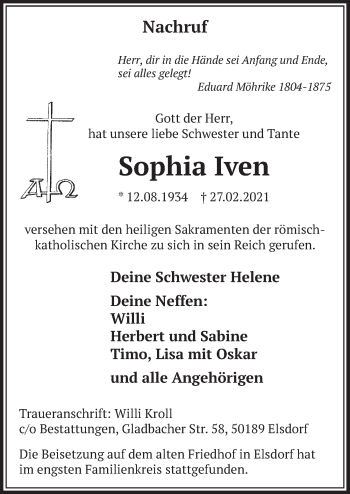 Anzeige von Sophia Iven von  Werbepost 