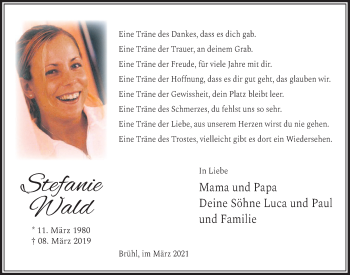 Anzeige von Stefanie Wald von  Schlossbote/Werbekurier 