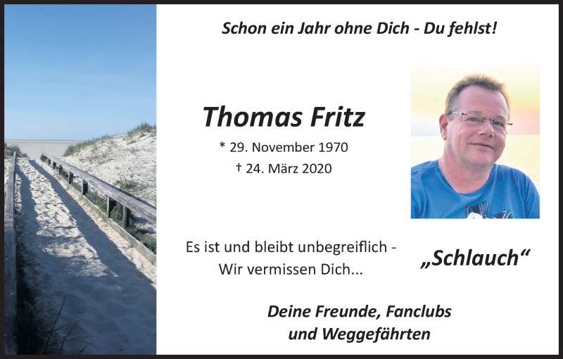  Traueranzeige für Thomas Fritz vom 24.03.2021 aus Kölner Stadt-Anzeiger / Kölnische Rundschau / Express