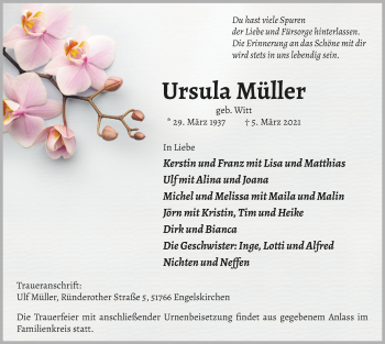Anzeige von Ursula Müller von  Anzeigen Echo 