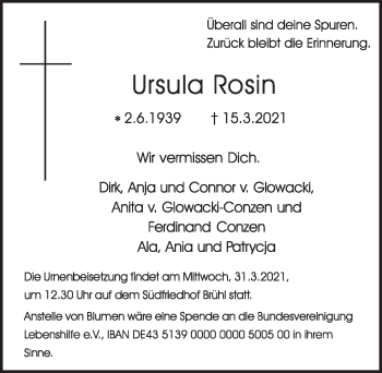 Anzeige von Ursula Rosin von  Schlossbote/Werbekurier 