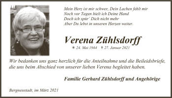 Anzeige von Verena Zühlsdorff von  Anzeigen Echo 