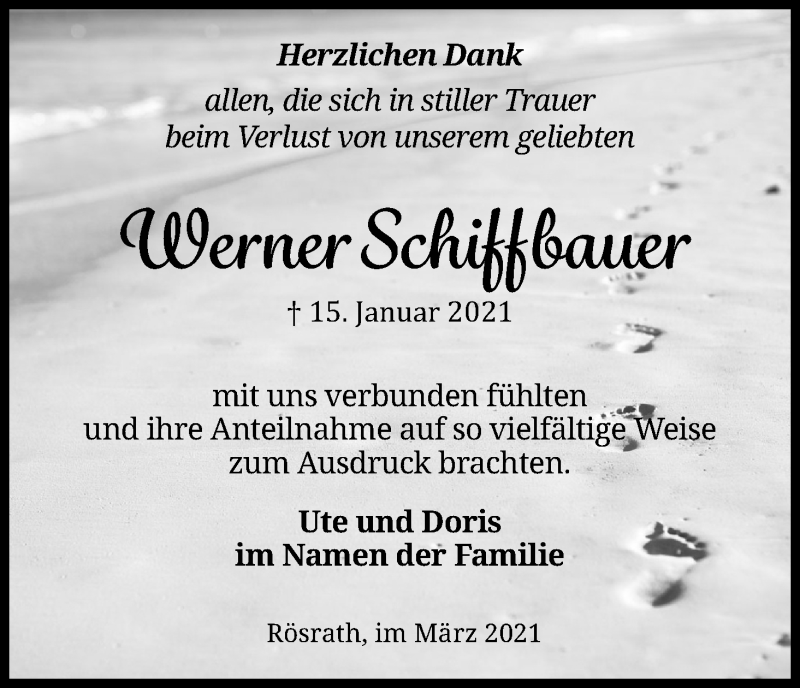  Traueranzeige für Werner Schiffbauer vom 06.03.2021 aus Kölner Stadt-Anzeiger / Kölnische Rundschau / Express