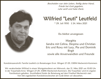 Anzeige von Wilfried Leutfeld von  Blickpunkt Euskirchen 