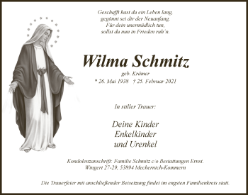 Anzeige von Wilma Schmitz von  Blickpunkt Euskirchen 