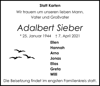 Anzeige von Adalbert Sieber von Kölner Stadt-Anzeiger / Kölnische Rundschau / Express