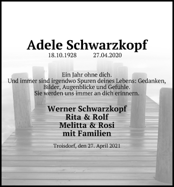 Anzeige von Adele Schwarzkopf von Kölner Stadt-Anzeiger / Kölnische Rundschau / Express