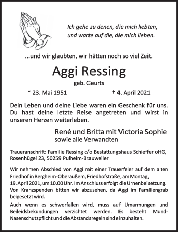 Anzeige von Aggi Ressing von  Werbepost 