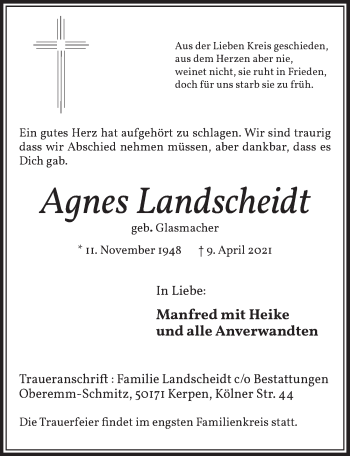 Anzeige von Agnes Lanscheidt von  Werbepost 