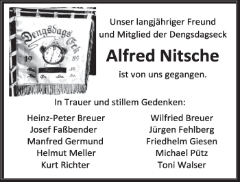 Anzeige von Alfred Nitsche von  Wochenende 