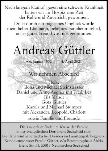 Anzeige von Andreas Güttler von Kölner Stadt-Anzeiger / Kölnische Rundschau / Express