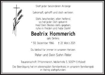 Anzeige von Beatrix Hommerich von  Werbepost 
