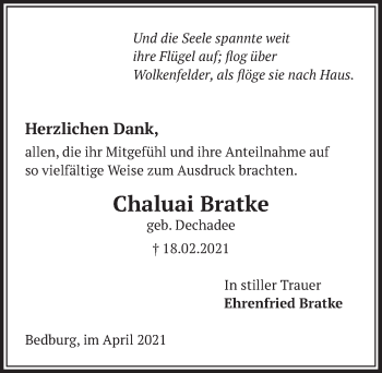 Anzeige von Chaluai Bratke von  Werbepost 