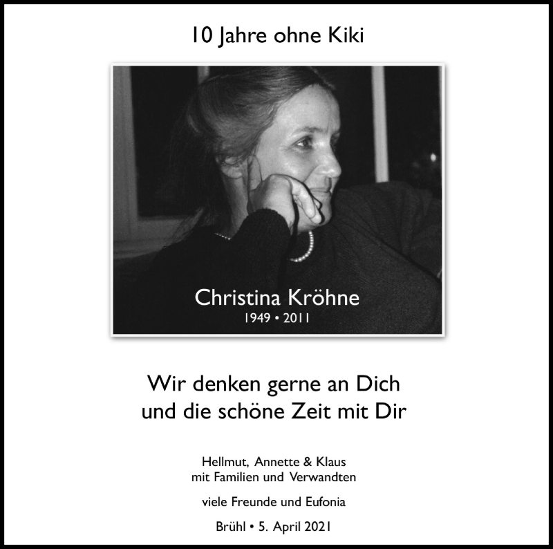  Traueranzeige für Christina Kröhne vom 18.07.2023 aus Kölner Stadt-Anzeiger / Kölnische Rundschau / Express