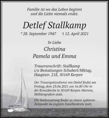 Anzeige von Detlef Stallkamp von  Werbepost 