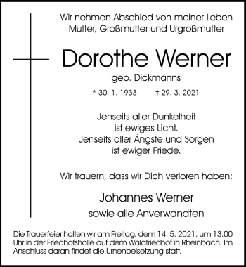 Anzeige von Dorothe Werner von  Schaufenster/Blickpunkt 