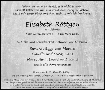 Anzeige von Elisabeth Röttgen von  Blickpunkt Euskirchen 