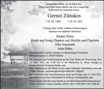 Anzeige von Gernot Zünskes von  Werbepost 