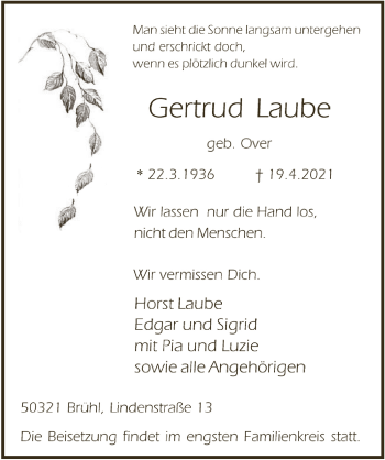 Anzeige von Gertrud Laube von  Schlossbote/Werbekurier 