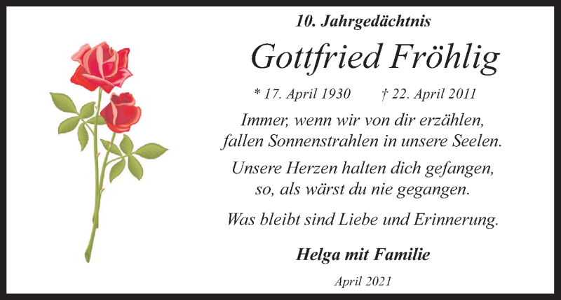  Traueranzeige für Gottfried Fröhlig vom 18.07.2023 aus Kölner Stadt-Anzeiger / Kölnische Rundschau / Express