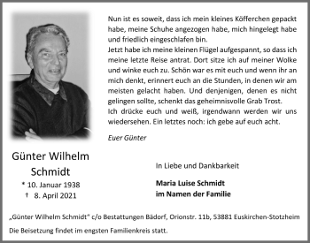 Anzeige von Günter Wilhelm Schmidt von  Blickpunkt Euskirchen 