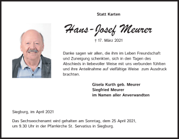 Anzeige von Hans-Josef Meurer von Kölner Stadt-Anzeiger / Kölnische Rundschau / Express
