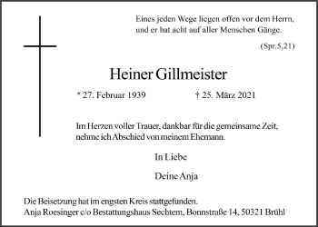 Anzeige von Heiner Gillmeister von  Schlossbote/Werbekurier 