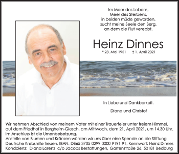 Anzeige von Heinz Dinnes von  Werbepost 
