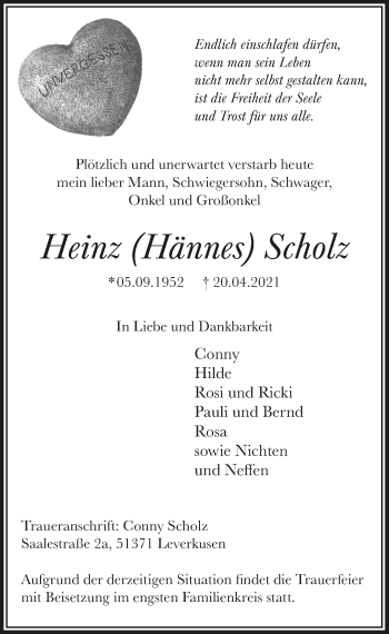 Anzeige von Heinz  Scholz von  Lokale Informationen 