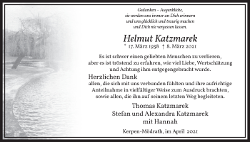 Anzeige von Helmut Katzmarek von  Werbepost 