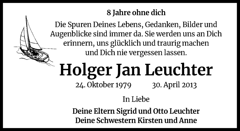  Traueranzeige für Holger Jan Leuchter vom 30.04.2021 aus Kölner Stadt-Anzeiger / Kölnische Rundschau / Express