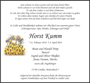 Anzeige von Horst Kumm von Kölner Stadt-Anzeiger / Kölnische Rundschau / Express