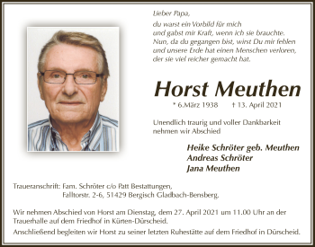 Anzeige von Horst Meuthen von  Bergisches Handelsblatt 