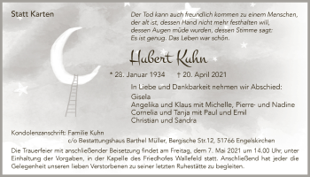 Anzeige von Hubert Kuhn von  Anzeigen Echo 