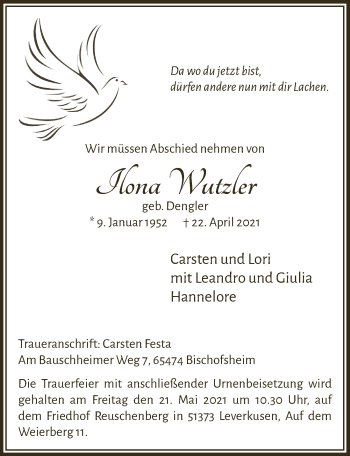 Anzeige von Ilona Wutzler von  Lokale Informationen 